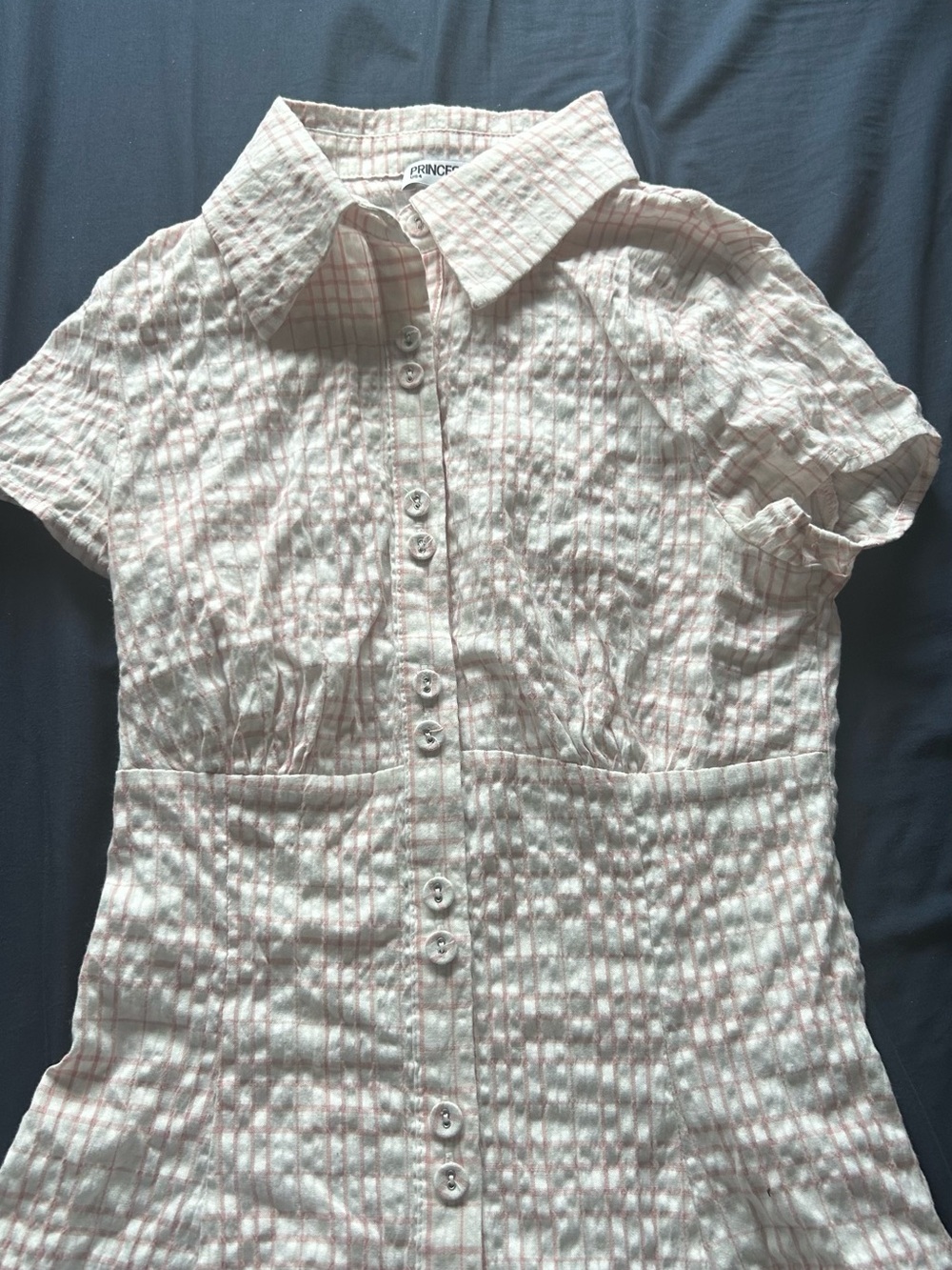 Princess Polly Pink Gingham Button-Front Short Sleeve Shirt